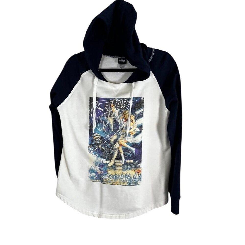 Star Wars Graphic Print Hoodie M Colorful Grunge Skater Preppy Festival Casual